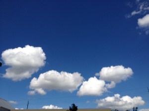 white clouds, blue sky