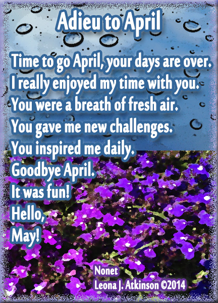 Adieu to April--Farewell poem--Nonet