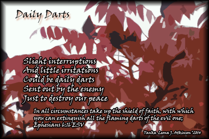 Tanka poem about Daily Darts referencing scripture Ephesians 6:16