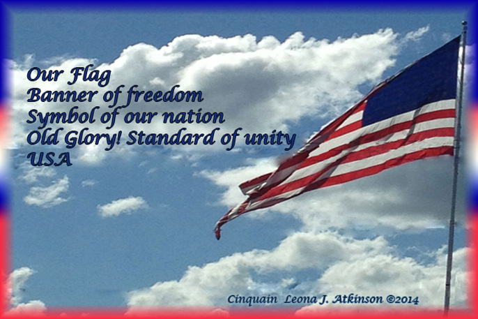 Flag Day Cinquain poem with photo of US Flag