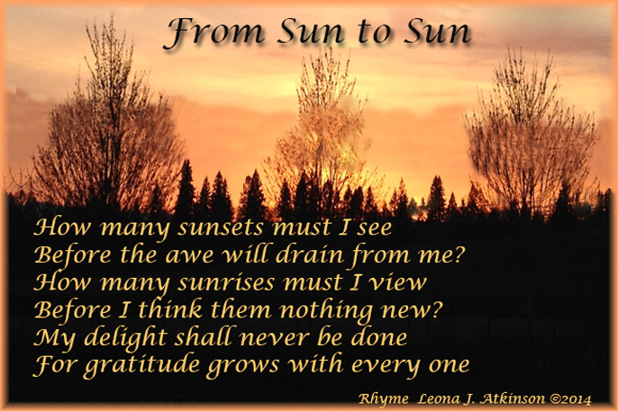 From Sun to Sun--Rhyme with photo about sunsets and sunrises