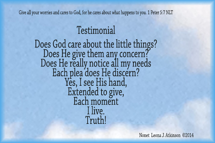 Clouds photo--Nonet poem regarding scripture 1Peter 5:7 