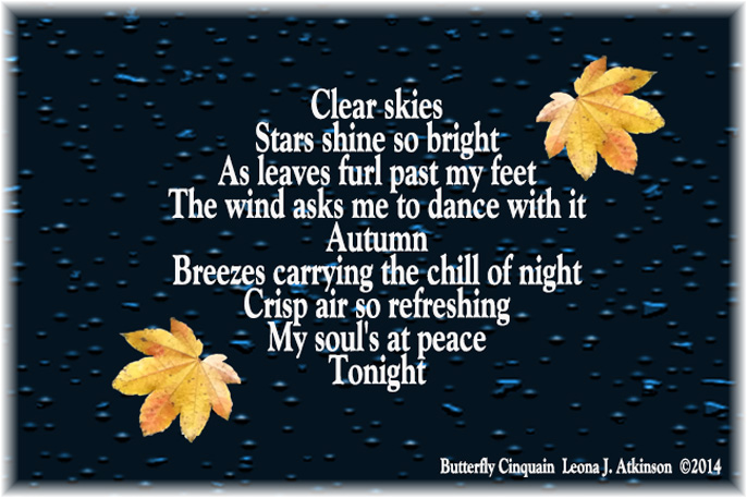 Butterfly Cinquain about an autumn night