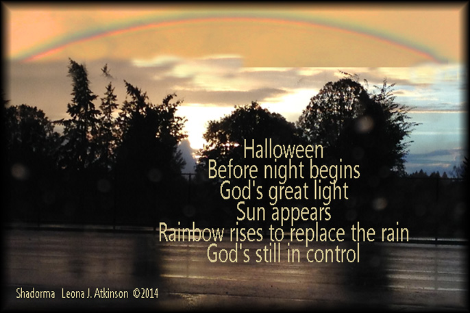 Shadorma poem about God, Halloween, night and liight
