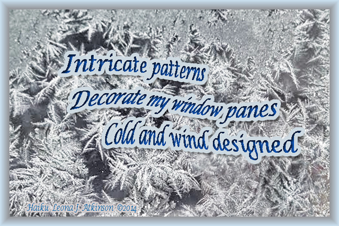 Ice Crystals--Haiku poem--picture of frost on glass