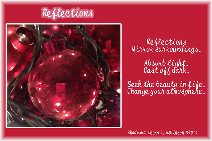Shadorma poem--reflection of lights on a Christmas ornament