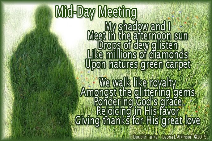 Double Tanka poem about a mid-day walk 