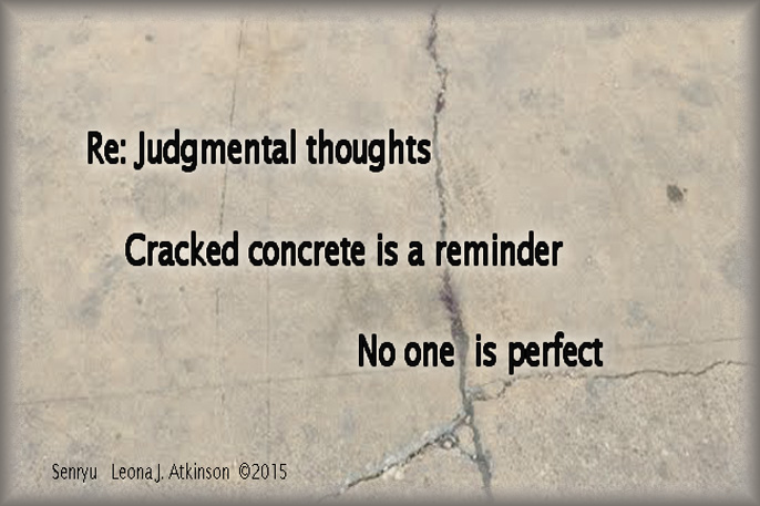 Senryu poem, cracked concrete, judmental thoughts
