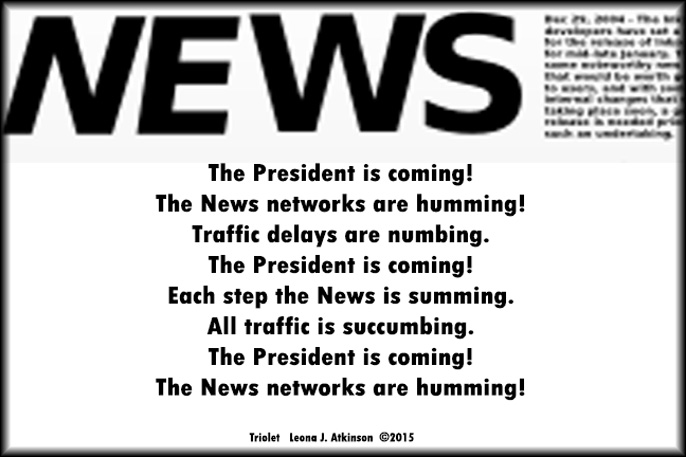 News about President Obama's Portland visit May 7th--Triolet poem