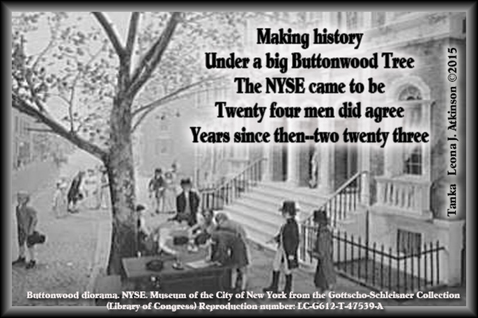 History of the New York Stock Exchange--Tanka poem