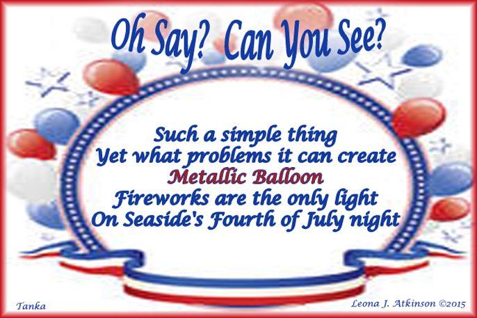 Tanka poem about a balloon causing a power outage on July 4th