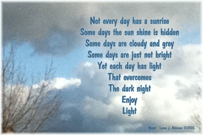 Nonet poem about enjoying the light of day