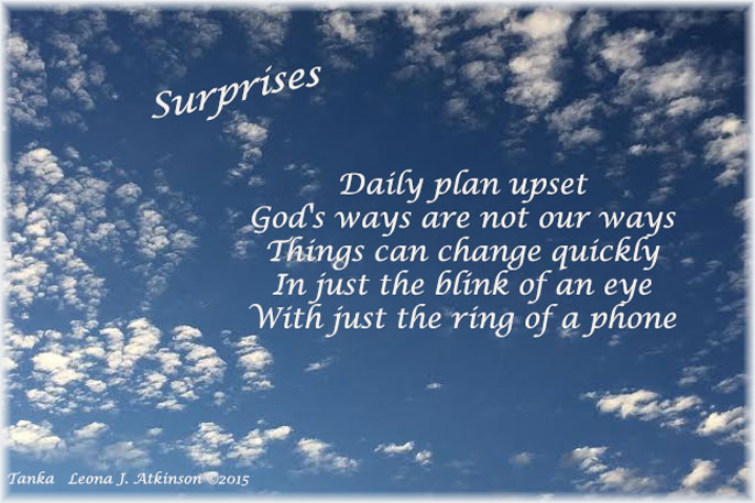 clouds, Tanka poem, surprises