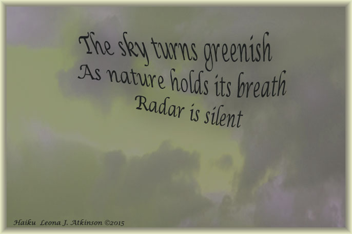 Haiku about a Silent Storm--green sky photo