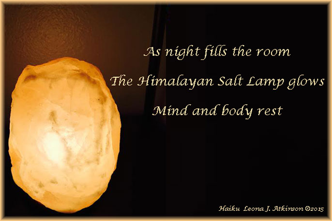 Salt Lamp glowing--Haiku poem about it, night and rest