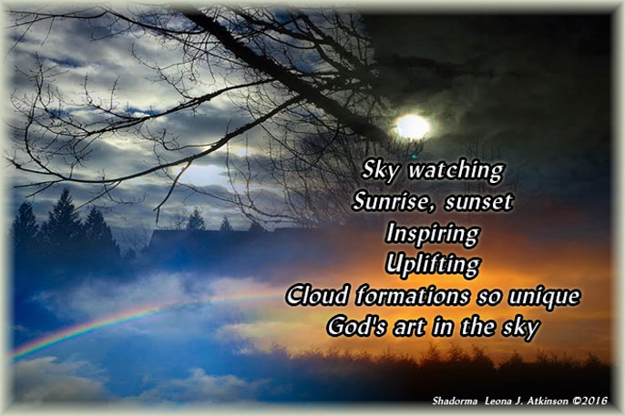 4 Photos of the Sky blended together--Shadorma poem