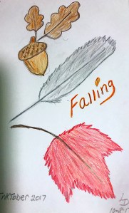 Falling. Leaves, Feather, Acorn drawing