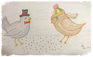 Bids in Winter sharing birdseed