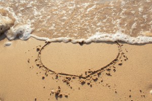 Ocean, sand, heart