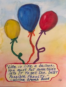Balloons watercolor drawing by Leonas Designs