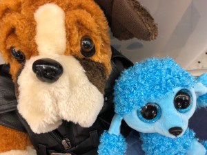 Brown Dog with brown eyes, Blue Dog with blue eyes, stuffed animals,toys