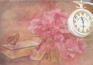 Butterfly, book, clock