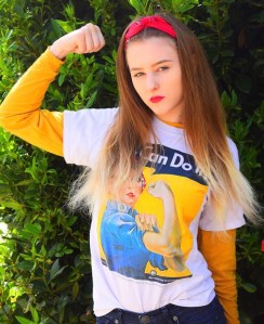 Original photo of my grand-daughter Victoria,in her “Can Do” T-shirt 