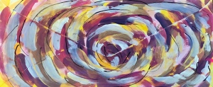 Colorful paint swirls on paper
