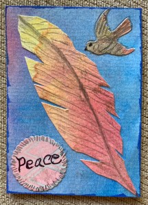 Feather, ATC card created by Leona J. Atkinson
