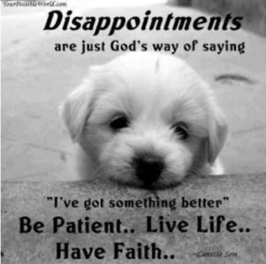 Disappointment quote with pic of a puppy dog