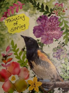 Bird and flowers paper collage art by LeonasDesigns ©️2020