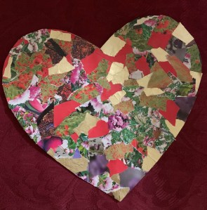 “Patchwork Heart” paper collage by Leona J. Atkinson 2019