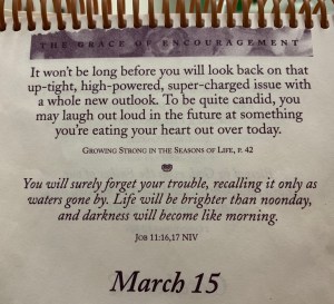 Photo of March 15 “The Grace of Encouragement”calendar page 