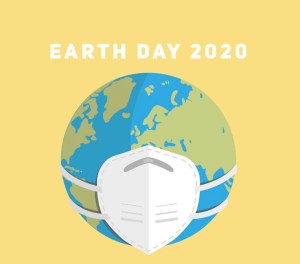 Earth wearing a white mask